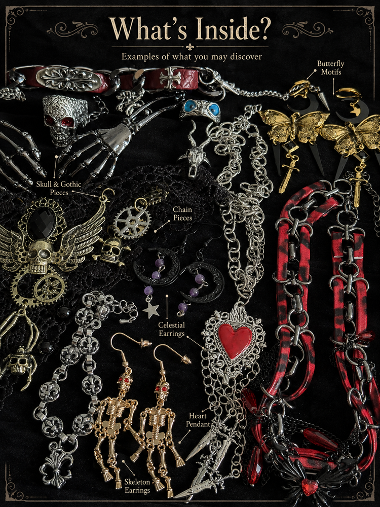 Gothic Steampunk Mystery Jewelry Jar curated fashion jewelry assortment