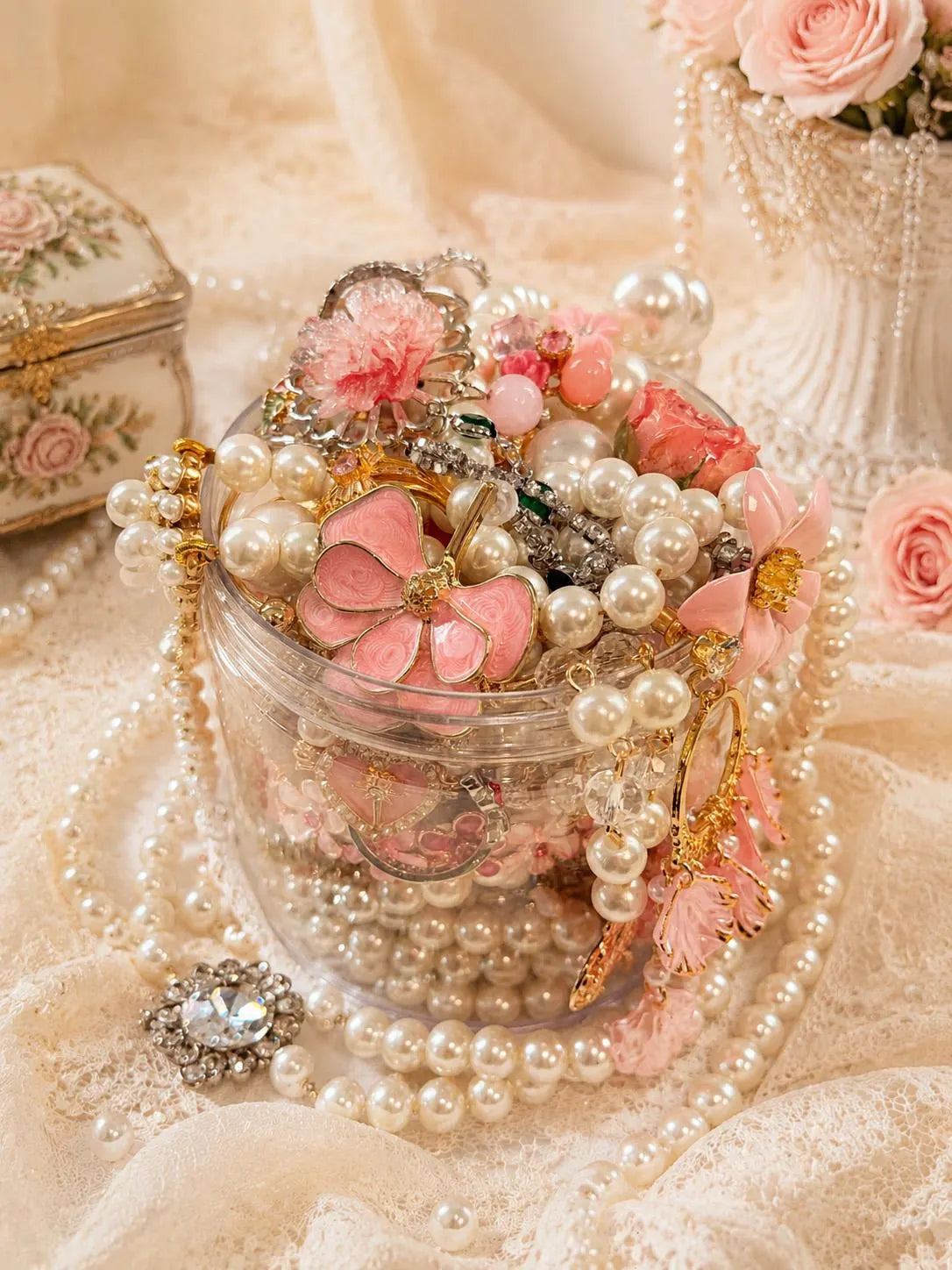 Pink Coquette Mystery Jewelry Jar curated fashion jewelry assortment